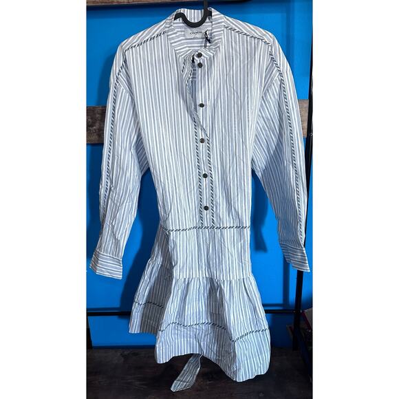Coach Stripe Shirt Blue White Boho Dress 2 NWT - Picture 2 of 12